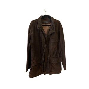 Barney's New York Men's Leather/ Lana Wool Lined Full Zip Jacket - 42